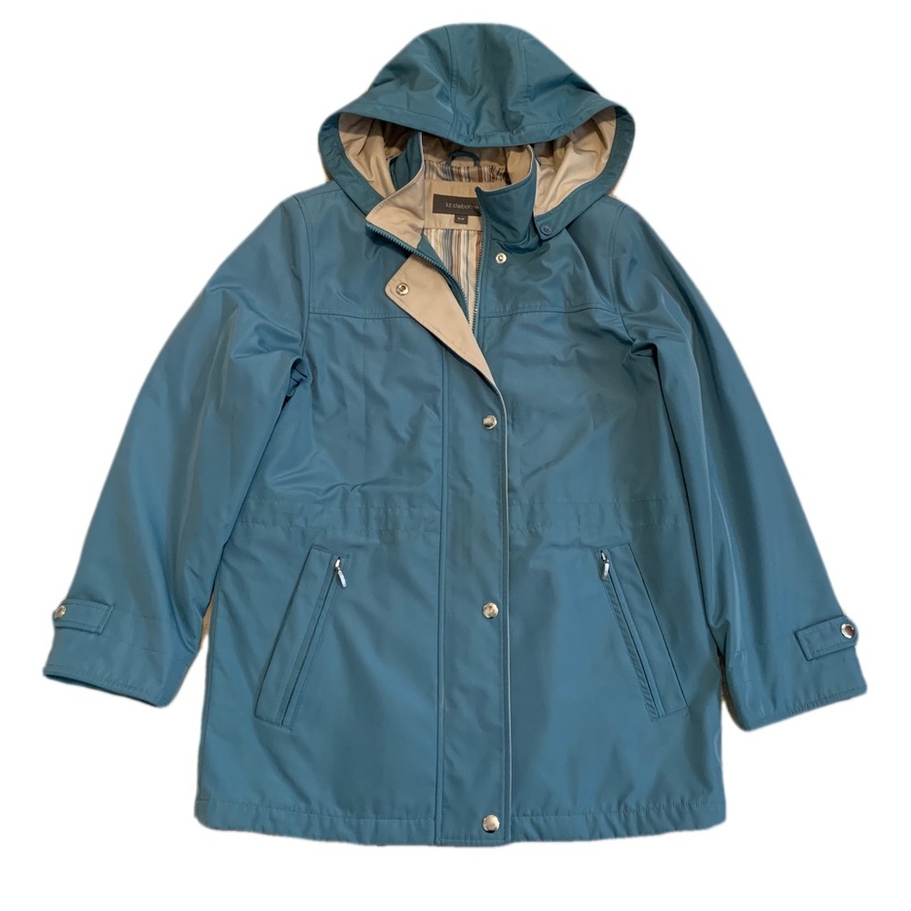 Liz Claiborne Teal Hooded Coat with Beige Lining SZ S